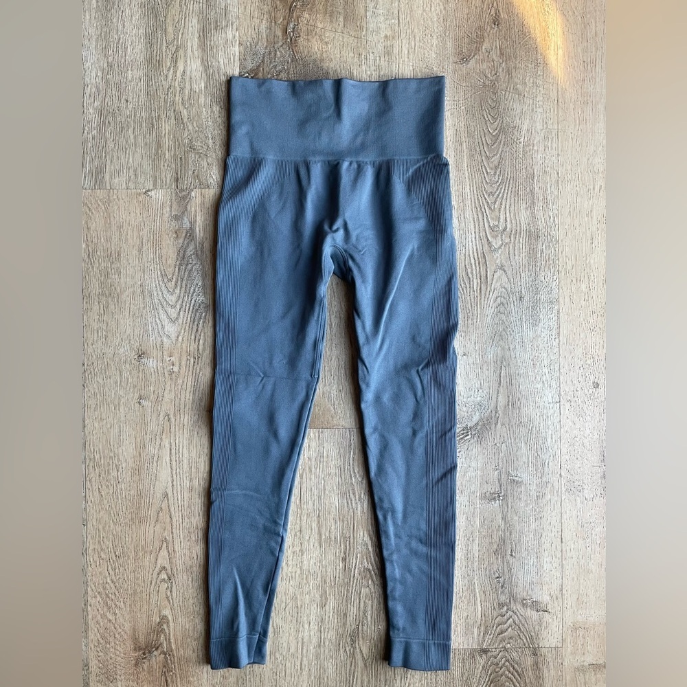 SET Active Sculptflex Ribbed Leggings Blue Gray Size S | Seamless High Waist